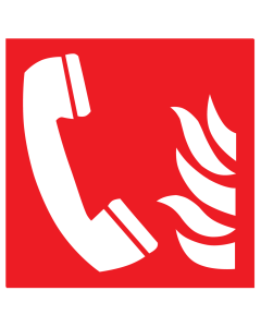 Sticker met pictogram van een noodtelefoon met vlam