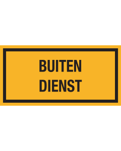 Sticker met de tekst "Buiten Dienst"