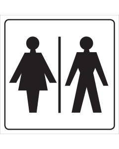 Witte sticker voor aanduiding ruimte voor dames en heren