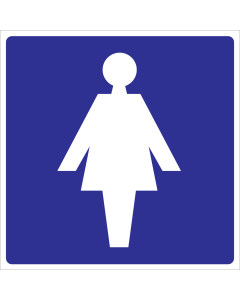 Sticker met pictogram voor aanduiden van een ruimte voor dames blauw