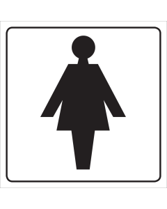 Sticker met pictogram van een dame voor aanduiding toilet of kleedruimte