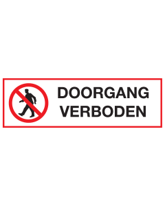 Sticker met pictogram en tekst Doorgang verboden