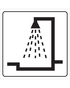 Witte sticker met pictogram voor het aanduiden van een douche