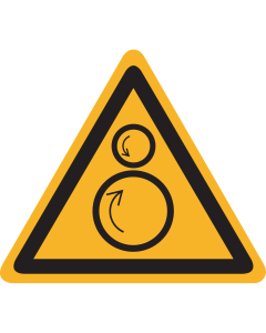 Sticker met pictogram "Waarschuwing Draaiende Delen" - ISO 7010 - W025