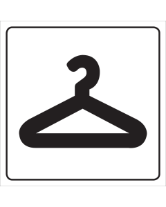 Witte sticker met pictogram voor aanduiding ruimte met garderobe