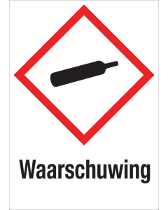Sticker met pictogram "Gashouder onder druk" en signaalwoord "Waarschuwing" - GHS 04