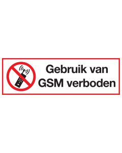 Sticker met pictogram en tekst Gebruik van GSM verboden
