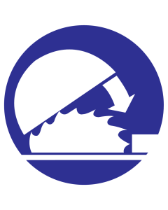 Blauwe sticker met pictogram om aan te duiden dat het zaagblad moet worden afgesloten - ISO7010 - M031
