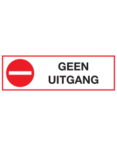 Sticker met pictogram en tekst Geen uitgang