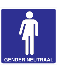 Blauwe sticker om een genderneutrale ruimte aan te duiden