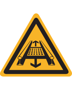 Sticker met pictogram "Waarschuwing gevaar van een bewegende installatie"