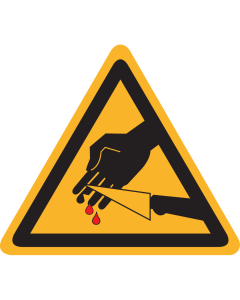 Sticker met pictogram "Waarschuwing gevaar voor snijden - scherp mes"