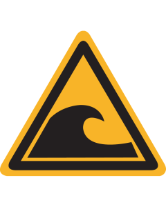Sticker met pictogram "Waarschuwing Tsunami Gebied" - ISO 7010 - W056