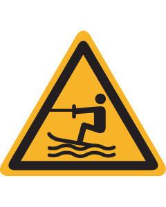 Sticker met pictogram "Waarschuwing Waterski Gebied" - ISO 7010 - W045