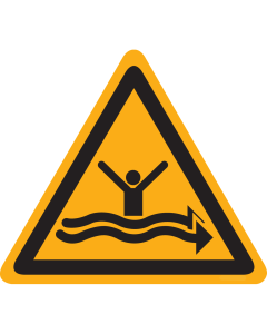 Sticker met pictogram "Waarschuwing gevaarlijke onderstroom" - ISO 7010 - W057