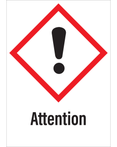 Sticker met pictogram "Gevaarlijke, schadelijke en irriterende stoffen" en signaalwoord "Attention" - GHS 07