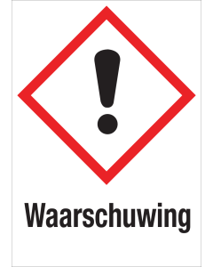 Sticker met pictogram "Gevaarlijke, schadelijke en irriterende stoffen" en signaalwoord "Waarschuwing" - GHS 07
