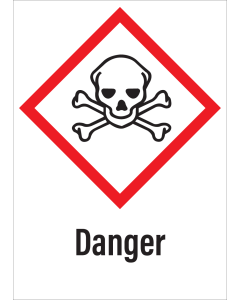 Sticker met pictogram "Giftige Stoffen" en signaalwoord "Danger" - GHS 06