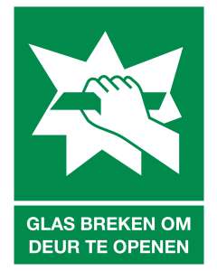 Glas breken om deur te openen (sticker)