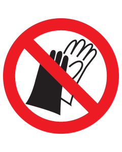 Sticker met pictogram Verboden handschoenen te dragen ISO7010 - P028