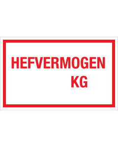 Sticker Hefvermogen in KG - tekststicker met rode tekst