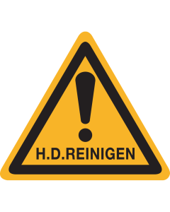 Sticker met pictogram "Let op, HD Reinigen"