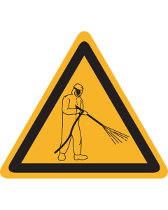 Sticker met pictogram "Waarschuwing Hogedrukspuit"