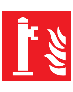 Sticker met pictogram van een brandkraan met vlam