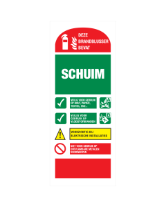 Identificatie sticker voor het gebruik van een schuimblusser