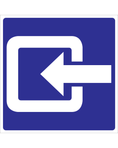 Blauwe sticker met pictogram voor het aanduiden van de ingang