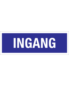 Sticker ingang - blauw met witte tekst