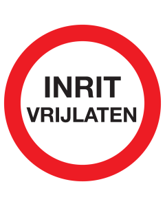 Sticker met tekst Inrit vrijlaten