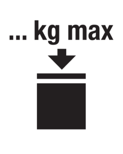 Sticker met tekst en pictogram Kg max stapelen