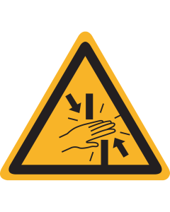 Sticker met pictogram "Waarschuwing Knelgevaar voor handen"