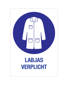 Sticker met pictogram en tekst Labjas verplicht