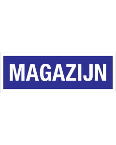 Sticker Magazijn - blauw met witte tekst