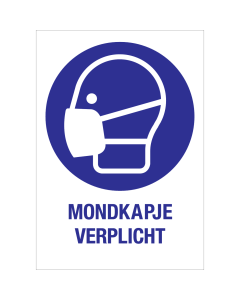 Sticker met pictogram en tekst Mondmasker verplicht - ISO7010 - M016