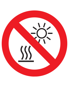 Sticker met pictogram Blootstellen aan hoge temperaturen verboden ISO7010 - P068
