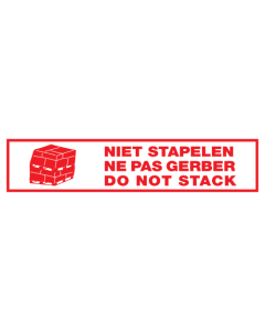 Sticker met tekst Niet stapelen
