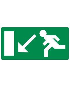 Sticker met pictogram nooduitgang links omlaag
