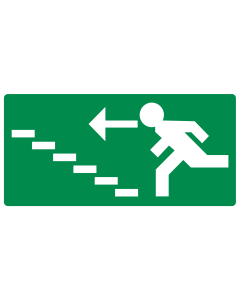 Sticker met pictogram nooduitgang trap links omhoog