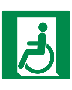 Sticker met pictogram nooduitgang mindervaliden links ISO 7010