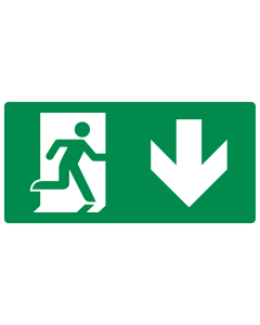 Sticker met pictogram nooduitgang naar beneden rechterkant ISO 7010