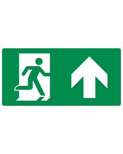 Sticker met pictogram nooduitgang rechtdoor ISO 7010