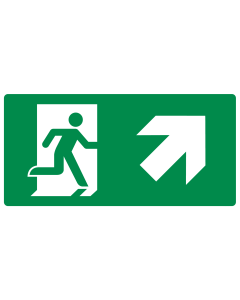 Sticker met pictogram nooduitgang rechts omhoog