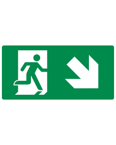 Sticker met pictogram nooduitgang rechts naar beneden ISO 7010