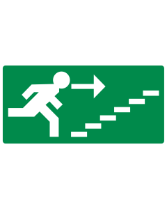 Sticker met pictogram nooduitgang trap rechts omhoog