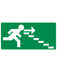 Sticker met pictogram nooduitgang trap omlaag