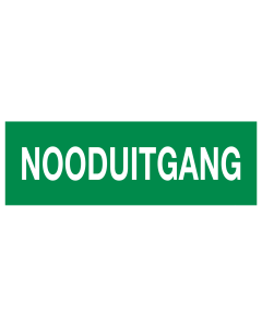 Sticker met tekst "Nooduitgang"
