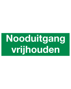 Sticker met de tekst "Nooduitgang Vrijhouden"